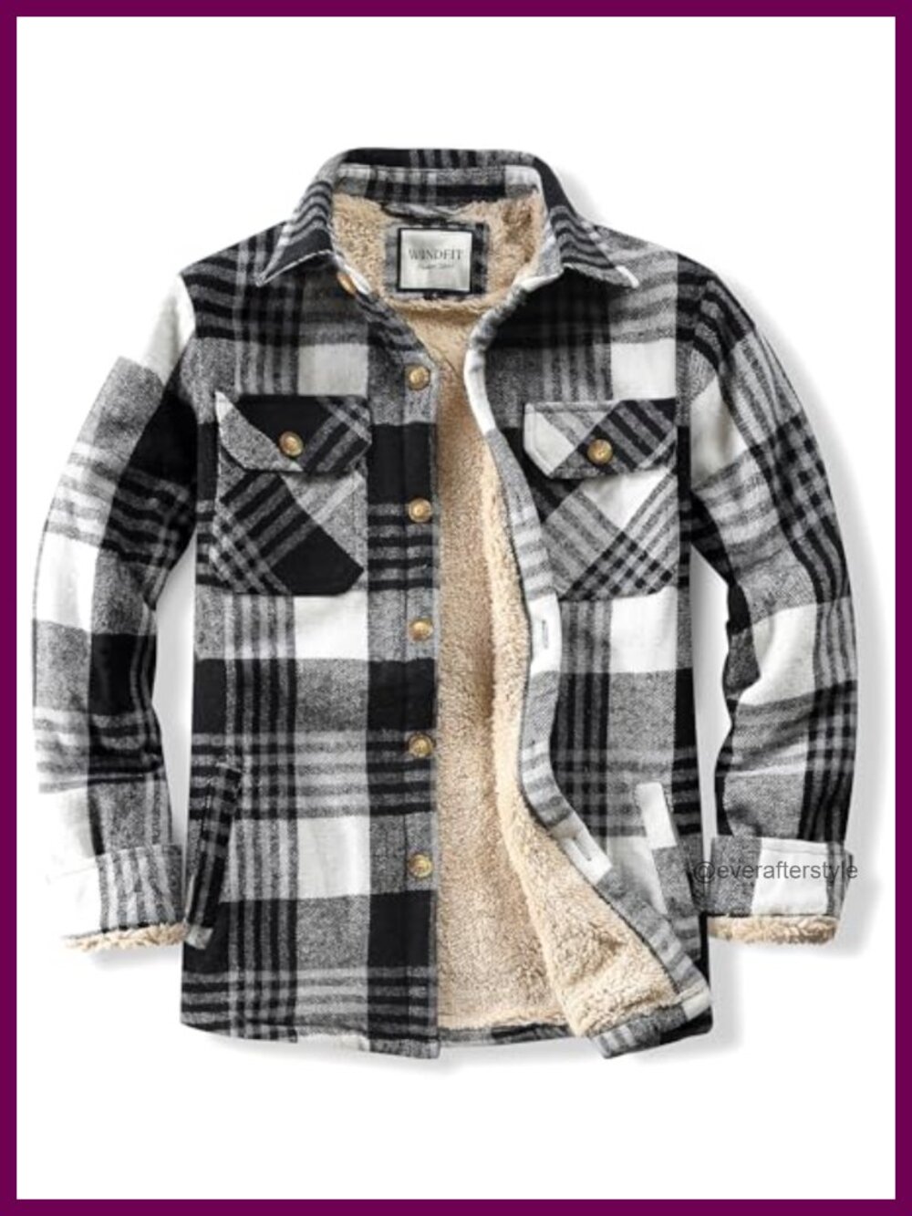 Men's Cotton Sherpa Lined Flannel Shirt Jacket Button Down Plaid